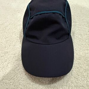 HERMES AUTHENTIC BLACK / BLUE TRIM NEVADA CAP - NEW W/TAGS